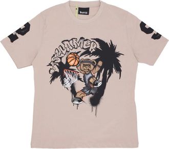 Disclaimer Heren Basketbal Tee Safari Print - Heren - T-shirts - Beige - XL - Katoen - Tops