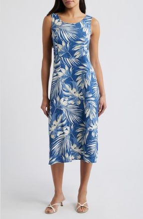 Connected Lace Up Back Sleeveless Midi Dress in Demin at Nordstrom, Size 10