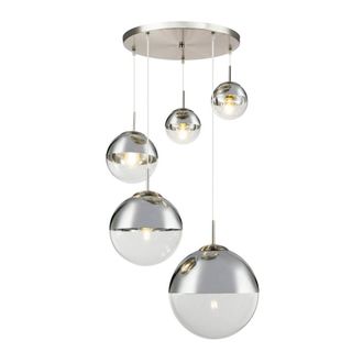 Netlighting Varus Cluster Pendant Nickel Matt Transparent Glass Shade 3x E27 in Grey