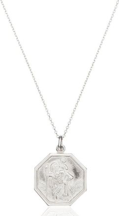 Lily & Roo Silver St Christopher Octagonal Medallion Necklace