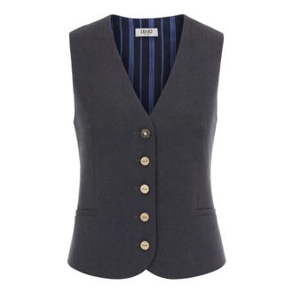 Liu Jo Slim V-Neck Waistcoat - female - Liu Jo - Waistcoats - Gray - M - Jackets