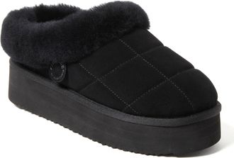 Dearfoams Fireside by Dearfoams Womens Bendigo Genuine Shearling Quilted Platform Clog
