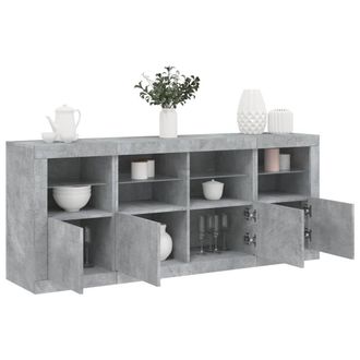 Berkfield Home Sideboard with LED Lights Concrete Grey 163x37x67 cm | Size: 163 x 37 x 67 cm