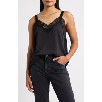 Wit & Wisdom Lace Detail Camisole in Black at Nordstrom, Size X-Small