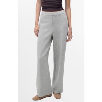 Mango Cotton Blend Straight Leg Pants in Medium Heather Grey at Nordstrom Rack, Size X-Large