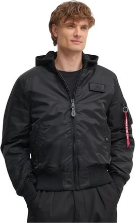 Alpha Industries Bomber Ma-1 Zip Hood Backprint - - Jackets - Uomo - Nero - S