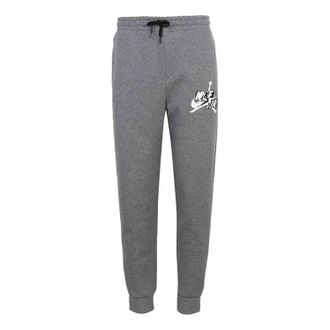 Nike Jordan Air Jordan Jumpman Classics Flying Man Printing Drawstring Fleece Lined Slim Fit Bundle Feet Long Pants Gray DB6759-091