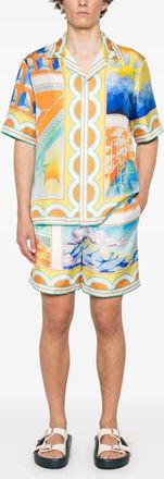 Casablanca Mens Drawstring Shorts - White Silk - Size Small