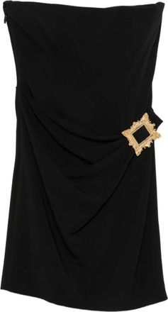 Moschino Kleedjes, Dames, Zwart, M, Leer, Strapless Draped Dress