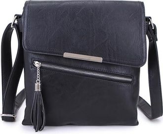The Accessory Co. Womens Medium Multi Compartment Cross Cody Shoulder Messenger Bag with Pockets, Long Strap, Over Shoulder Bag (Black)