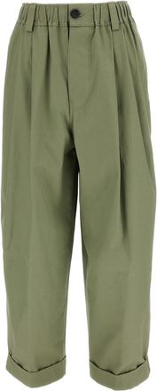 Marni Green Balloon Canvas Cotton-Blend Wide-Leg Pants