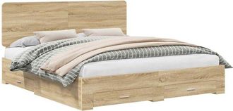 vidaXL Estructura De Cama Con Cabecera Roble Sonoma 200 X 200 Cm Vidaxl