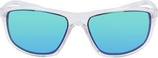Nike Adrenaline 66mm Oversize Rectangle Sport Wrap Sunglasses in Clear/grey/green at Nordstrom Rack