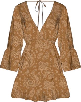 MC2 Saint Barth Korte Damesjurk Elegant Paisley - Dames - Korte kleedjes - Bruin - M - Kleedjes