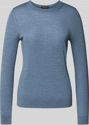 HUGO BOSS Regular Fit Strickpullover aus reiner Schurwolle Modell FERPINA in Rauchblau, Größe XXL
