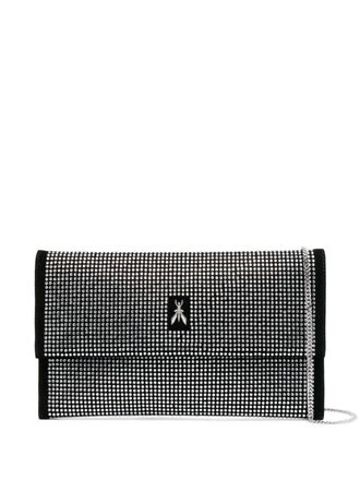 Patrizia Pepe rhinestone-embellished logo crossbody bag - Black