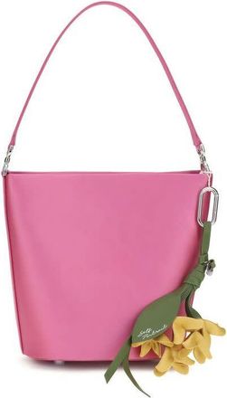 Self Portrait Self-Portrait Satin with Removable Bow Charm Bucket Bag Pink