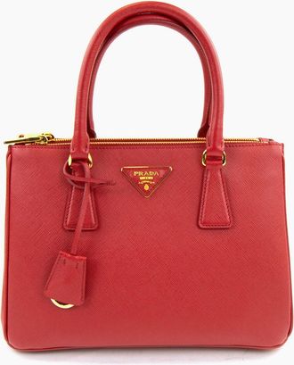 Prada Womens Prada Galleria Mini Saffiano Tote Bag Red Fuoco - Size: OS