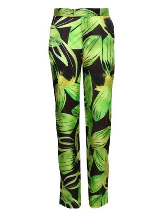 Louisa Ballou leaf-print trousers - Black
