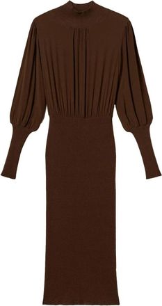 Twinset Abito Lungo Bi-materiale Con Crepe De Chine - Dames - Casual kleedjes - Bruin - S - Kleedjes
