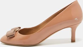 Ferragamo Pink Patent Leather Vara Bow Pumps