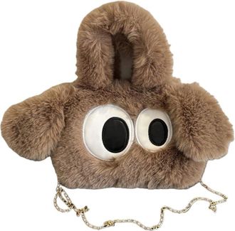 Generic Cute big-eyed dog chain bag autumn and winter faux plush bag(brown)