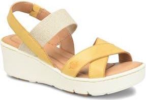 B&oslash;rn Gila Platform Wedge Slingback Sandal in Yellow Leather at Nordstrom Rack, Size 10