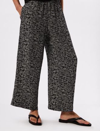 Whistles Woven Grid Crop Trouser in Black/multi at Nordstrom, Size 12