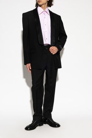 Balmain Wool Blazer With Single Vent, Mens, Black