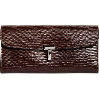 Toteme T-Lock Lizard Embossed Wallet in Brown at Nordstrom
