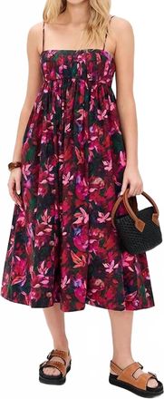 Ulla Johnson Lucille Floral Midi Dress In Hibiscus