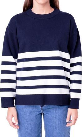 English Factory Stripe Crewneck Sweater in Navy/White at Nordstrom, Size X-Small