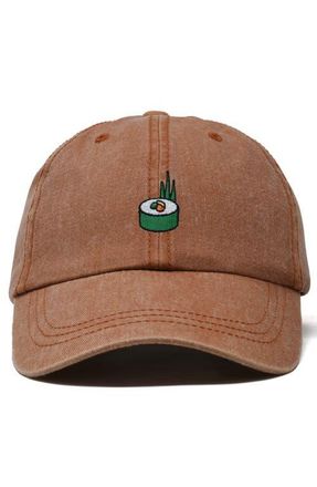 Dalix Sushi Roll Embroidered Dad Hat in Washed Orange at Nordstrom