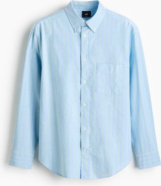 H&M Relaxed Fit Oxford Shirt in Light Blue/striped at Nordstrom, Size Xx-Large