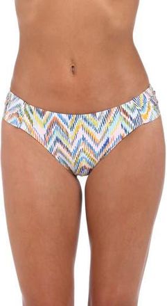 Sunshine 79 Soul Shirred Side Hipster Bikini Bottoms in White Multi at Nordstrom Rack, Size 14