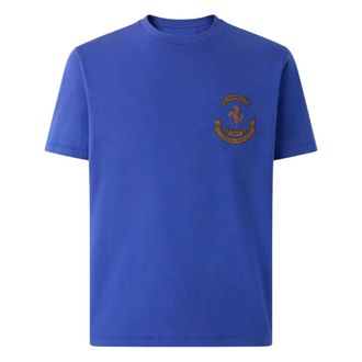 Ferrari Katoenen T-shirt met geborduurd logo - Heren - Tops - Blauw - Maat: XL Katoen