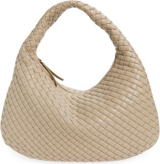 Bottega Veneta Borsa Intrecciato Leather Shoulder Bag in 9614 Ecru-Muse Brass at Nordstrom