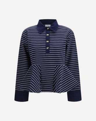 Ganni Striped Polo Shirt Female M
