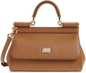 Dolce & Gabbana Sicily Leather Top Handle Bag in 8M417 Caramel at Nordstrom