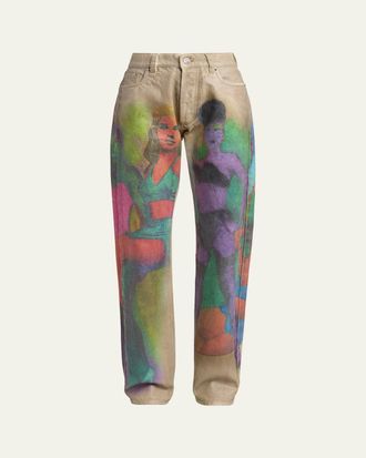 Versace Hand-Painted Straight-Leg Jeans