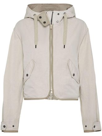 Brunello Cucinelli Jack met capuchon en rits - Beige