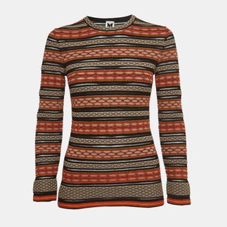 M Missoni Multicolor Texture Knit Long Sleeve Jumper