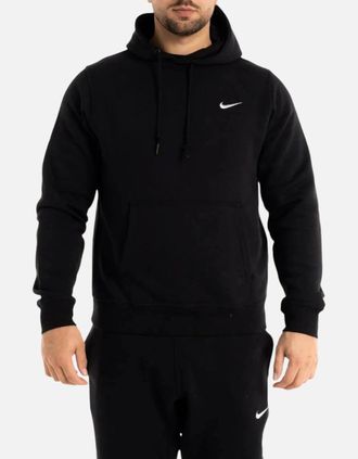 Nike Mens Nike 611457 Mens Fleece Hoodie Swoosh Logo Overhead Hoody Pullover Sweatshirts - Black - Size: 38