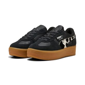 Puma Sneaker PUMA PALERMO ELEVATA WILD INSTINCT WNS, Damen, Gr. 37,5, puma schwarz, gum, Leder, unifarben, Schuhe Sneaker