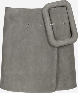 Ami Womens Skirt Suede With Maxi Buckle Grey Leather