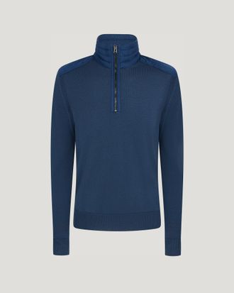 Belstaff Belstaff Jersey Con Cremallera De Un Cuarto Kilmington para hombre Lana merina Azul insignia 2XL