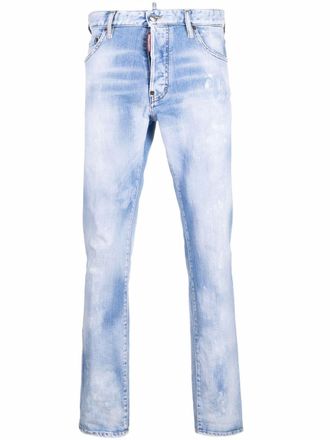 Dsquared2 distressed bleached-effect slim-cut jeans - Blue