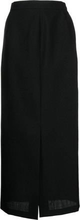 Enfold high-waisted wool maxi skirt - women - Wool/Polyester - 36 - Black