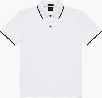 HUGO BOSS Mens BOSS Slim Fit Passertip Polo Shirt White - Size: 40