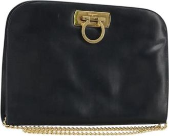 Ferragamo Pre-owned Leather Shoulder Bag - Dames - Vintage Schoudertas - Blauw - ONE Size - Leer - Vintage
